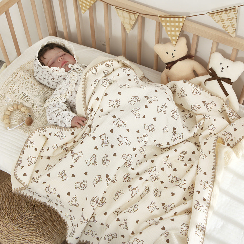 Baby Blankets for Beds 4 Layer Cotton Swaddle Muslin Blanket Bedding Linen Babies Accessories Newborn Bath Towel Mother Kids