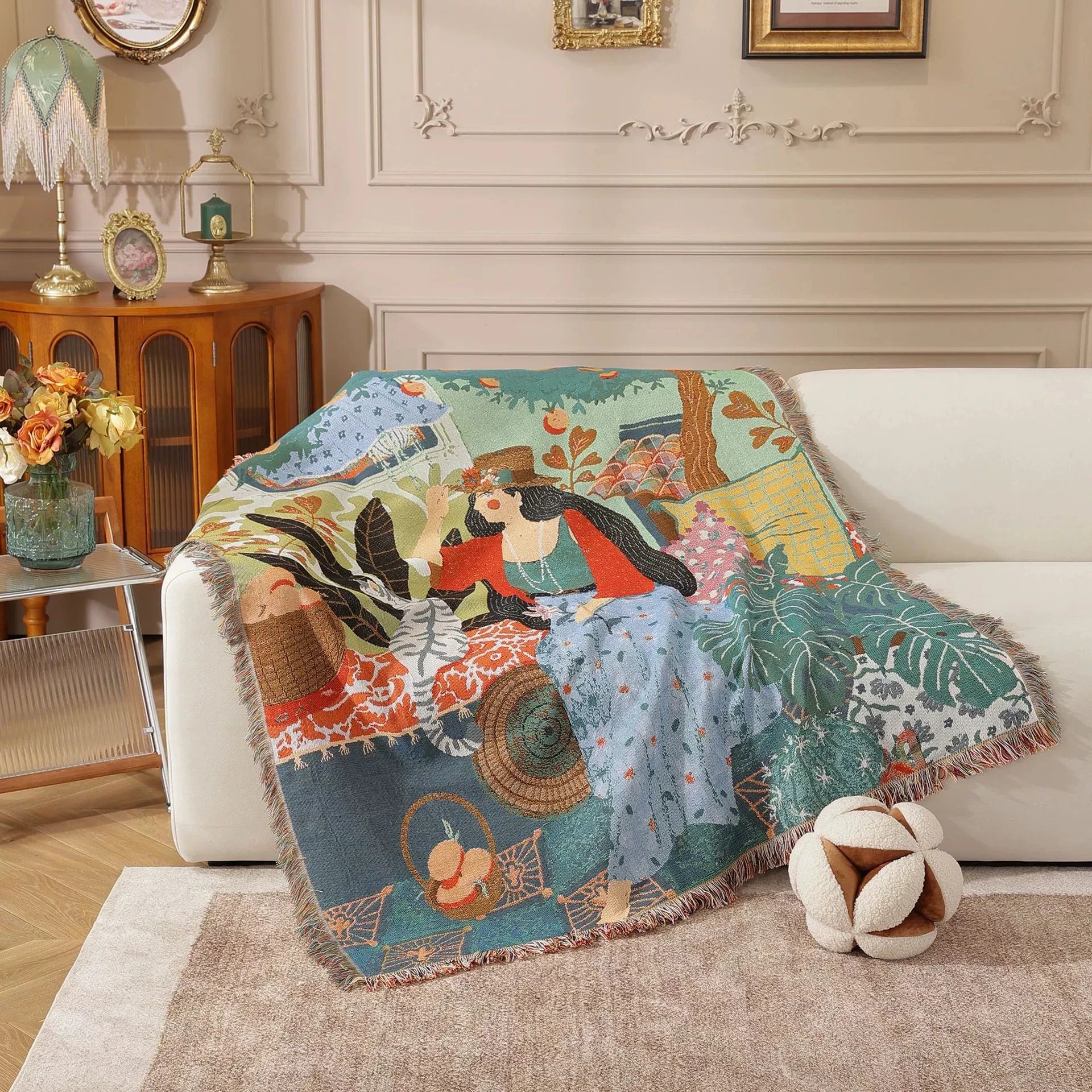Nordic Style Artist Blankets for Beds Retro Art Bedroom Decoration Tapestry Leisure Ladies Picnic Blanket Outdoor Camping Mat