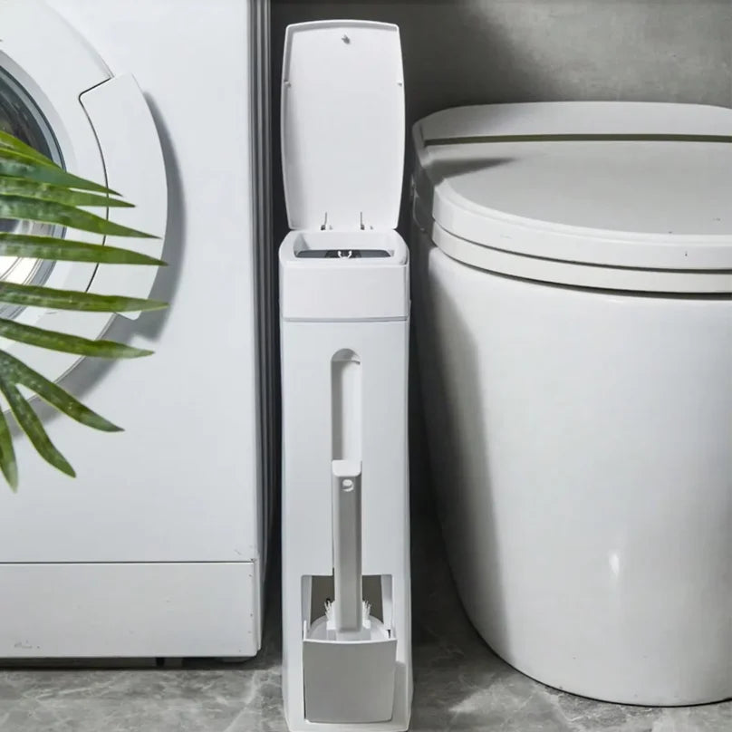 Bathroom Trash Can Bathroom Trash Can Toilet Brush Combo Save Space Small Trash Can Lid Bathroom Accessories Narrow Garbage Can