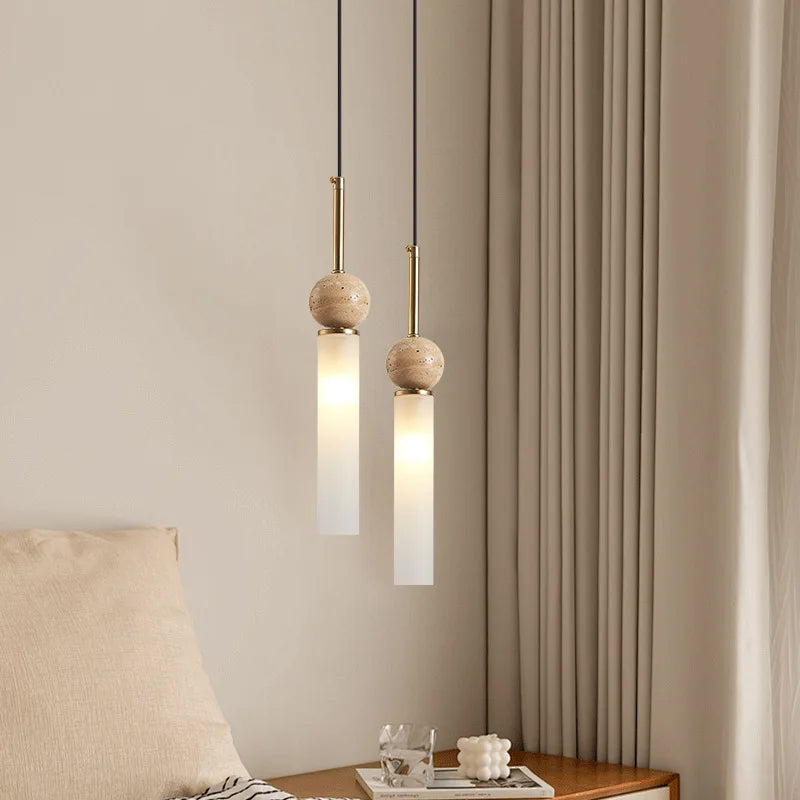 Nordic Modern Home Living Room LED Chandelier Bar Counter Bedroom Homestay Balcony Simple Yellow Cave Stone Chandelier