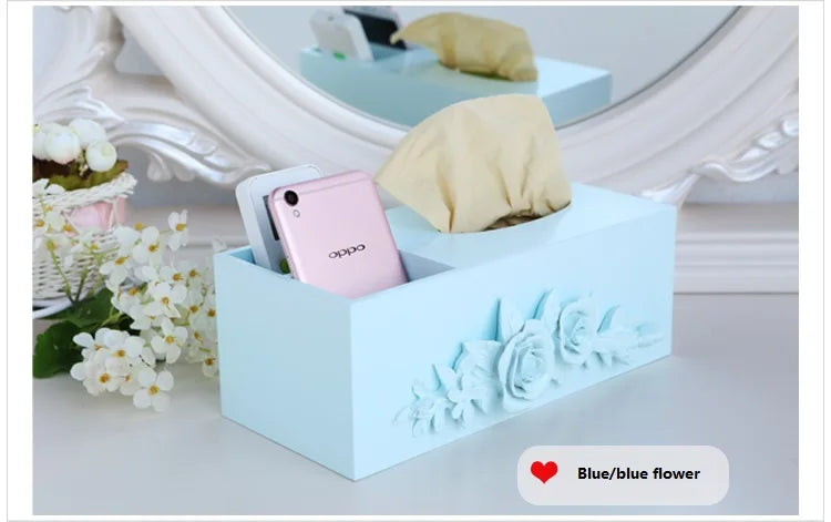 Living Room Multifunctional Wooden Tissue Storage Box,Household Tea Table, Remote Control Rack