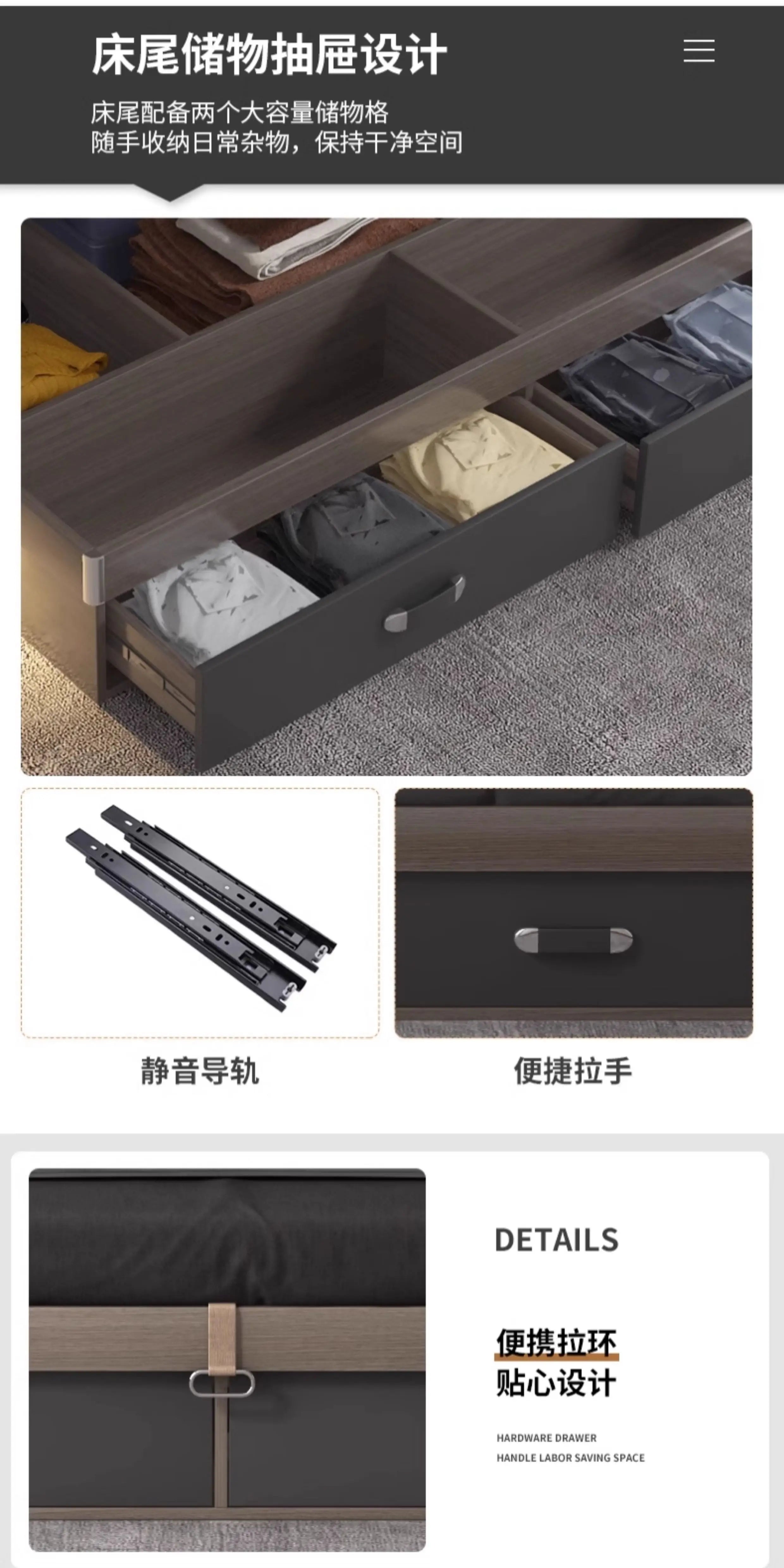 Unique Bedroom Bed Aesthetic Modern Girls Storage Luxury Bed Lounge Sleeping Headboard Letto Matrimoniale Home Accessories