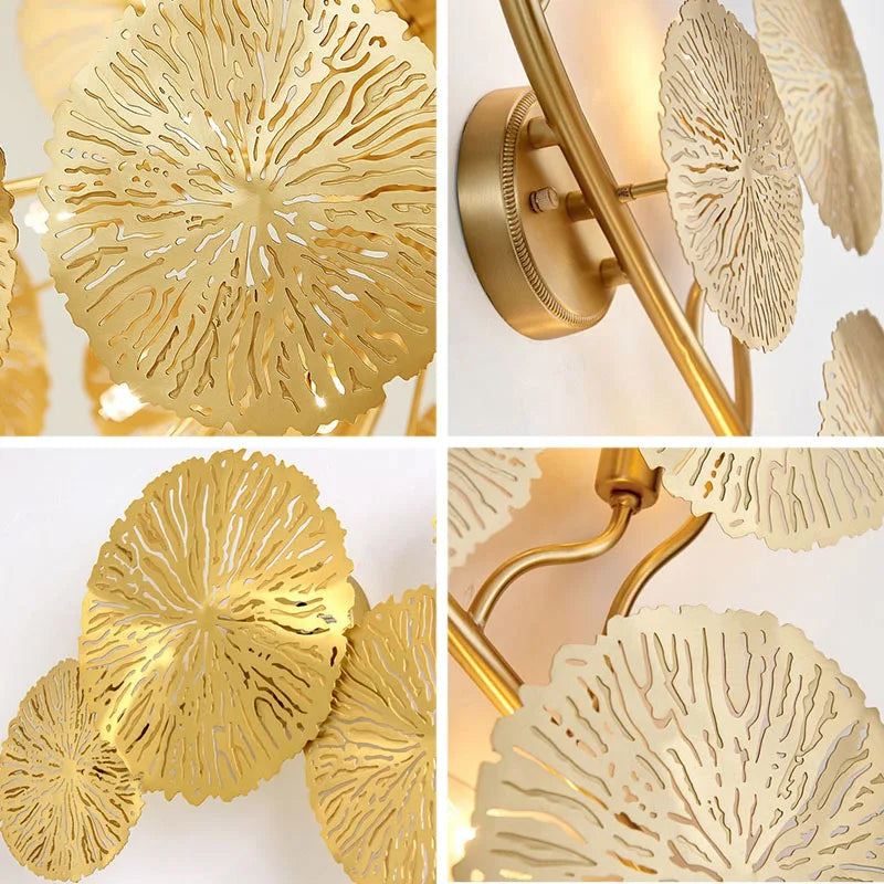 Post-modern Living Room Lotus Leaf Decor Creative New Chinese-style Dining Room Light Minimalist Bedroom and Hallway Wall Lamp