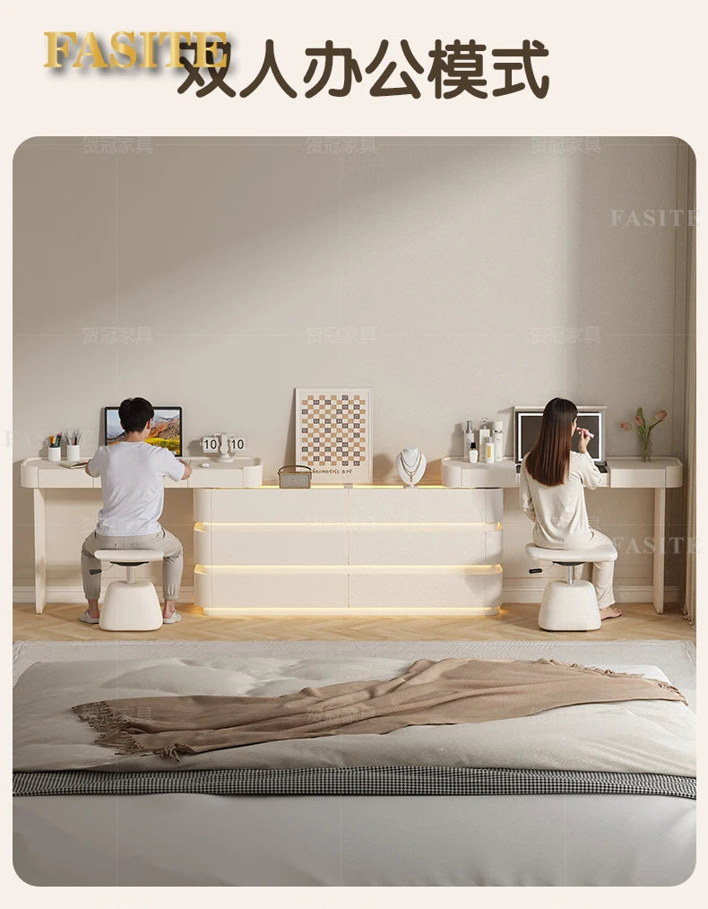 Bedroom integrated very narrow flip retractable storage cream wind French bedside cabinet