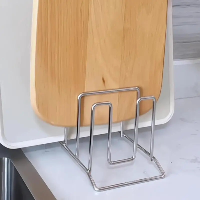 Kitchen Storage Solution Rustproof Pot Lid Rack Stainless Steel Rack Home Multifunctional Chopping Board Organizer