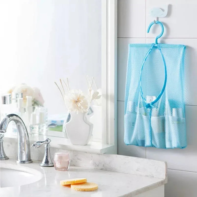 Bathroom Kids Toys Storage Bag Multifunctional Mesh Net Bag Makeup Organizer Drying Rack Balcony Socks Clothes Storage Basket