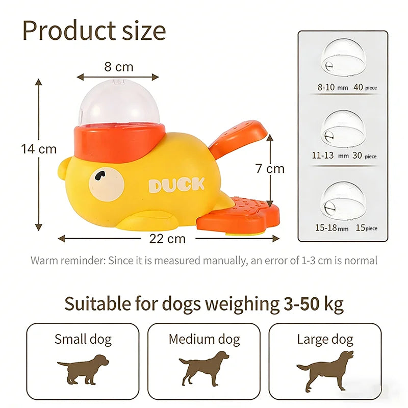 Little Yellow Duck Treat Dispenser Cat Dog Toy Self Play Boredom Relief Interactive Launcher IQ Training Slow Feeder Puzzle Toys