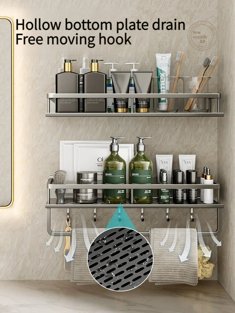 Bathroom Rack Bathroom Shelf Toilet Space Aluminum Hanging Rack Bathroom Organizer Hang on the Wall