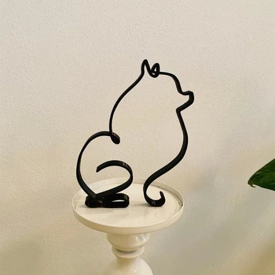 Dog Art Sculpture Metal Dog Abstract Minimalist Art Iron Figurines Office Desktop Accessories For Home Decoration Cute Miniature