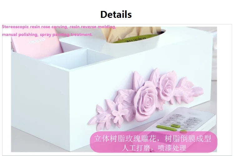 Living Room Multifunctional Wooden Tissue Storage Box,Household Tea Table, Remote Control Rack