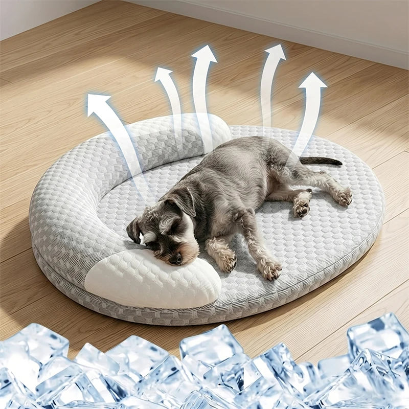 Cooling Dog Bed Summer Ice Silk Cat Mat Oval Pet Nest Breathable Heat Dissipation Cooling Pad for Small Medium Large Dogs Cats