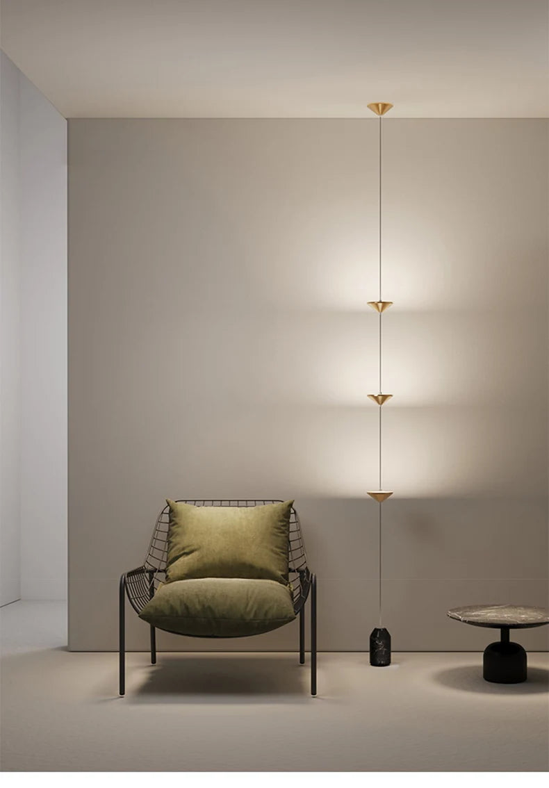 Modern Living Room Hallway Wall Floor Lamp Cone Desigh Art Decorative Iron Hanging Cable Floor Lamp for Bedroom Indoor