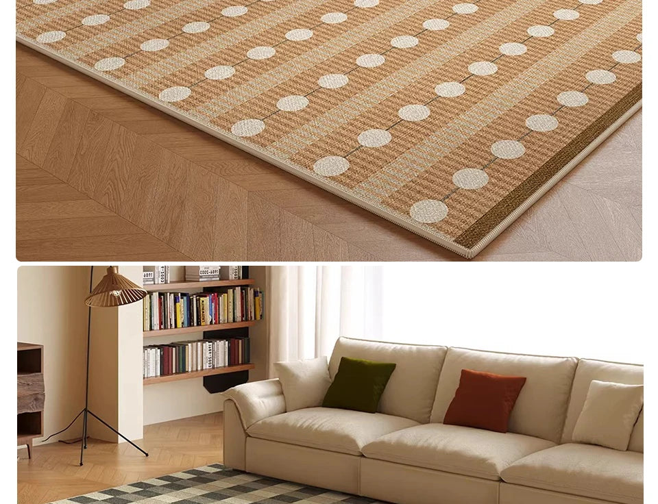 Living Room Carpet Waterproof Non-slip Stain-resistant Floor Mat Minimalist Checkered Pattern Rug Large Area Home Decor Mats