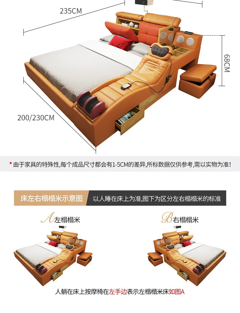 Master Girl Bedroom Double Bed Unique Queen Size Smart Multifunctional Double Bed Salon Modern Cama Matrimonial Room Furniture