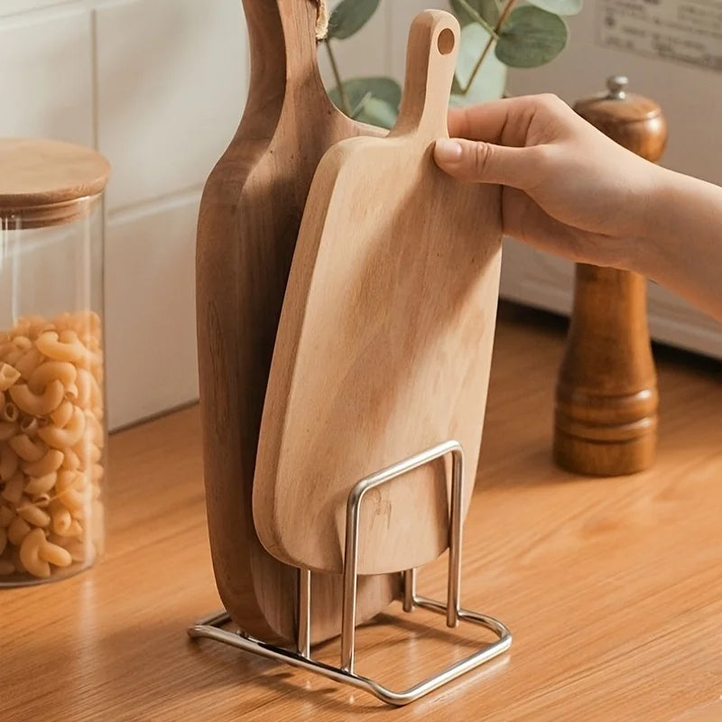 Kitchen stainless steel chopping board rack, chopping board holder, household storage rack, thick double-layer storage pot rack