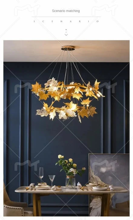 Modern Living Room Maple Leaf Crystal Chandelier Atmosphere High-end Designer Living Room Dining Room Bedroom Light