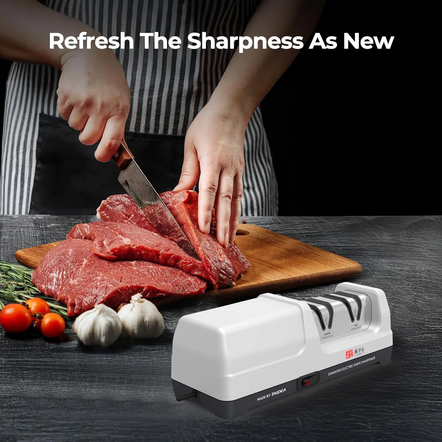 Kitchen Electric Knife Sharpener, 100% Diamond Abrasive, 20° Precision Sharpening, Quickly Restores Blade Sharpness