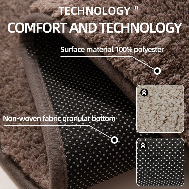 Bathroom Carpet 3-Piece Set Soft, Absorbent, Non-Slip, Microfiber Toilet Mat, U-Shaped Foot Pad