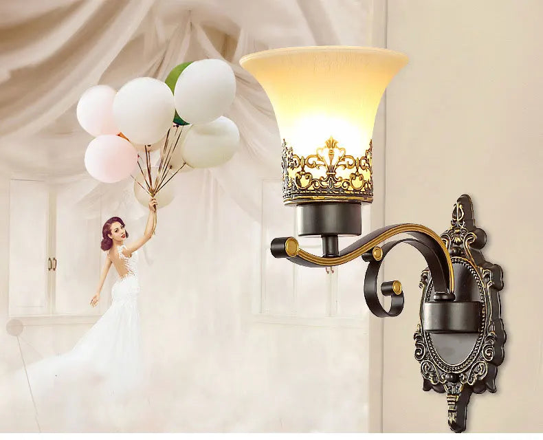 American Living Room Wall Light Luxury Bedroom Bedside Lamp Nordic Creative Living Room Background Wall Room Aisle Glass Light