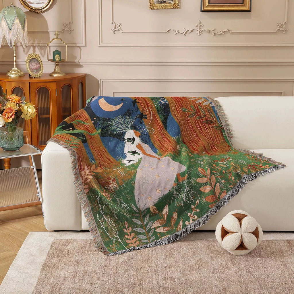Nordic Style Artist Blankets for Beds Retro Art Bedroom Decoration Tapestry Leisure Ladies Picnic Blanket Outdoor Camping Mat