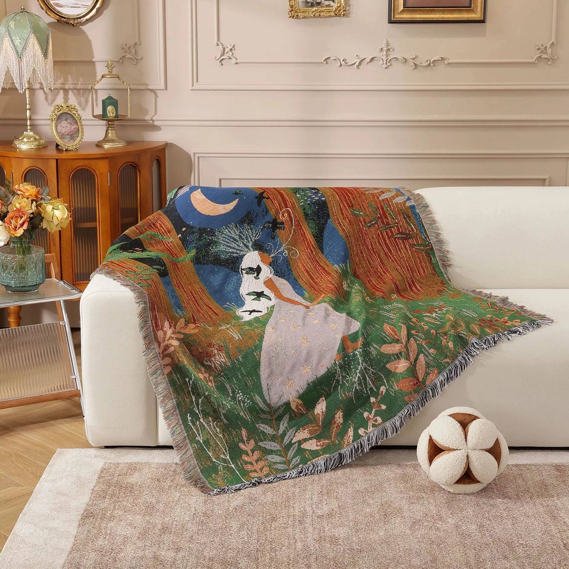 Nordic Style Artist Blankets for Beds Retro Art Bedroom Decoration Tapestry Leisure Ladies Picnic Blanket Outdoor Camping Mat