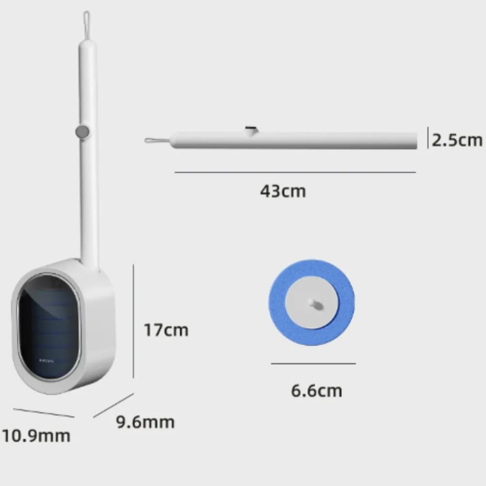 Bathroom Cleaning Kit with Disposable Toilet Brush Wall Mounted No Drill Installation and Built in Cleaning Solution