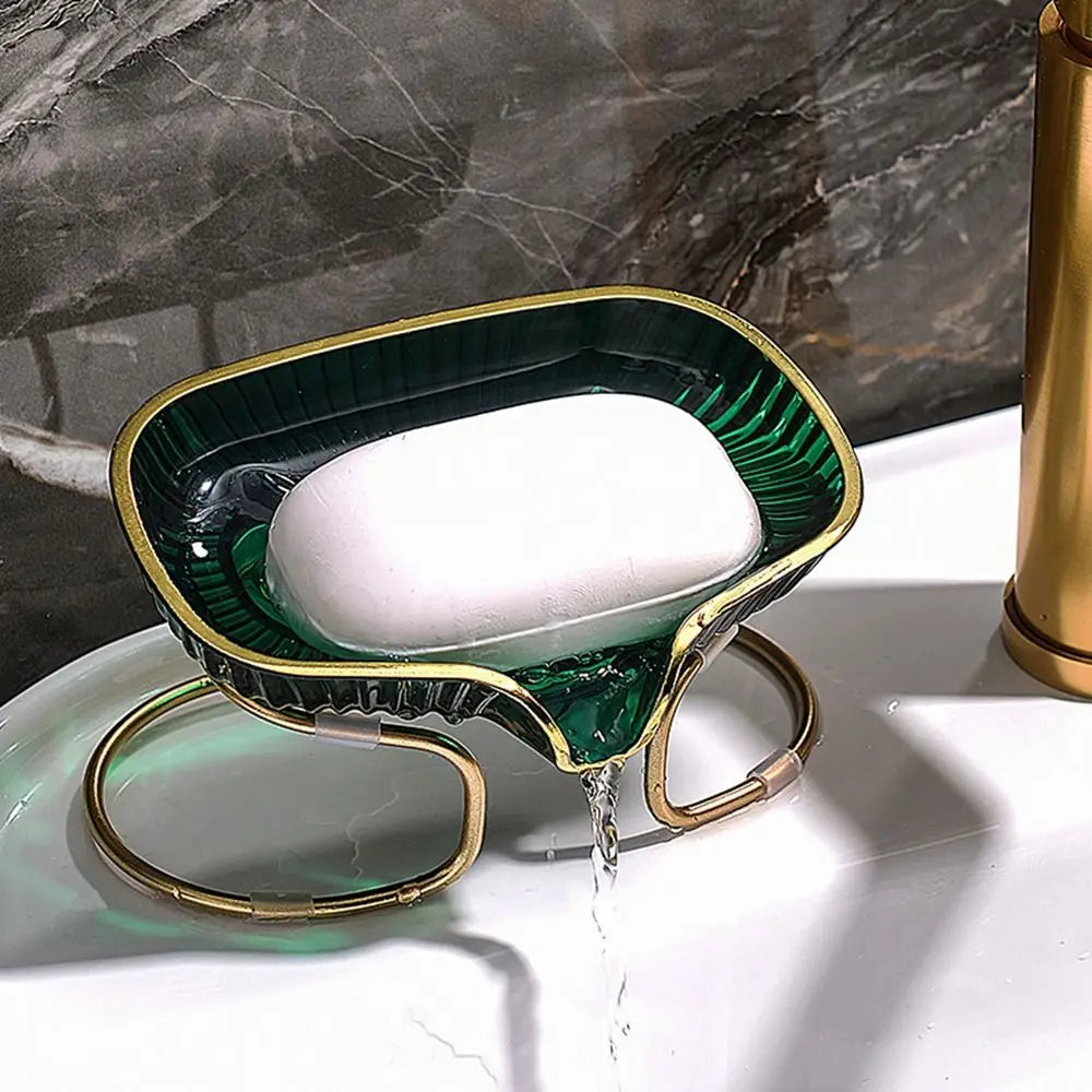 Bathroom Soap Dish Light Luxury Toilet Shower Soap Holder with Drain Water Soap Storage Case Tray Container Bathroom Gadgets