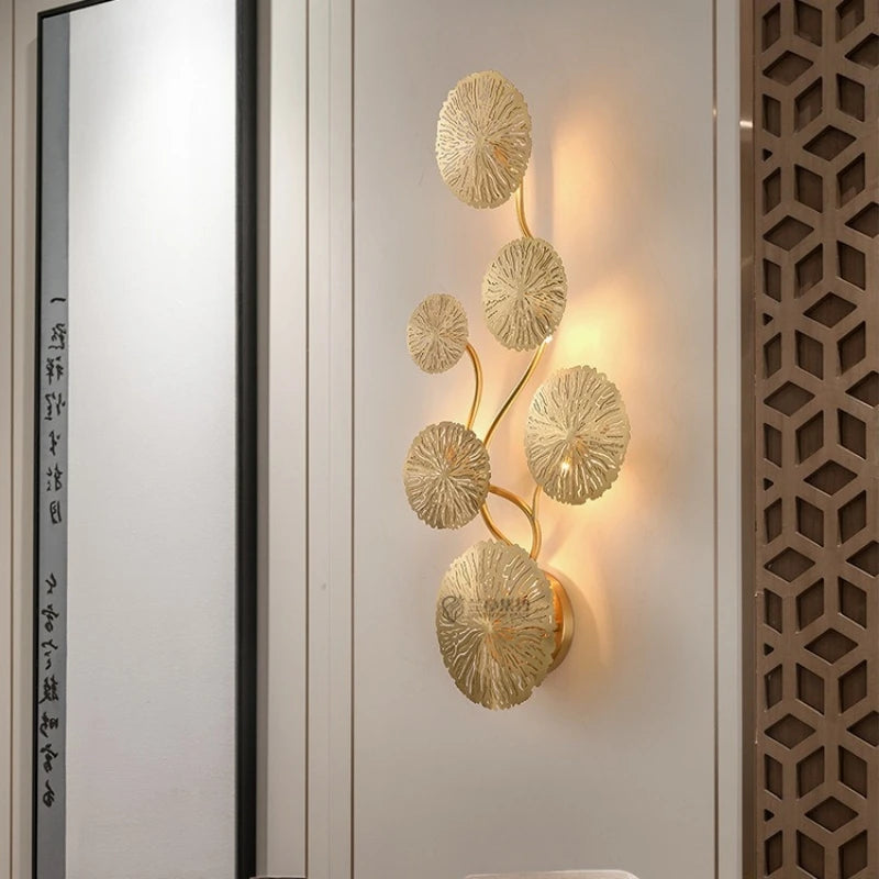 Post-modern Living Room Lotus Leaf Decor Creative New Chinese-style Dining Room Light Minimalist Bedroom and Hallway Wall Lamp