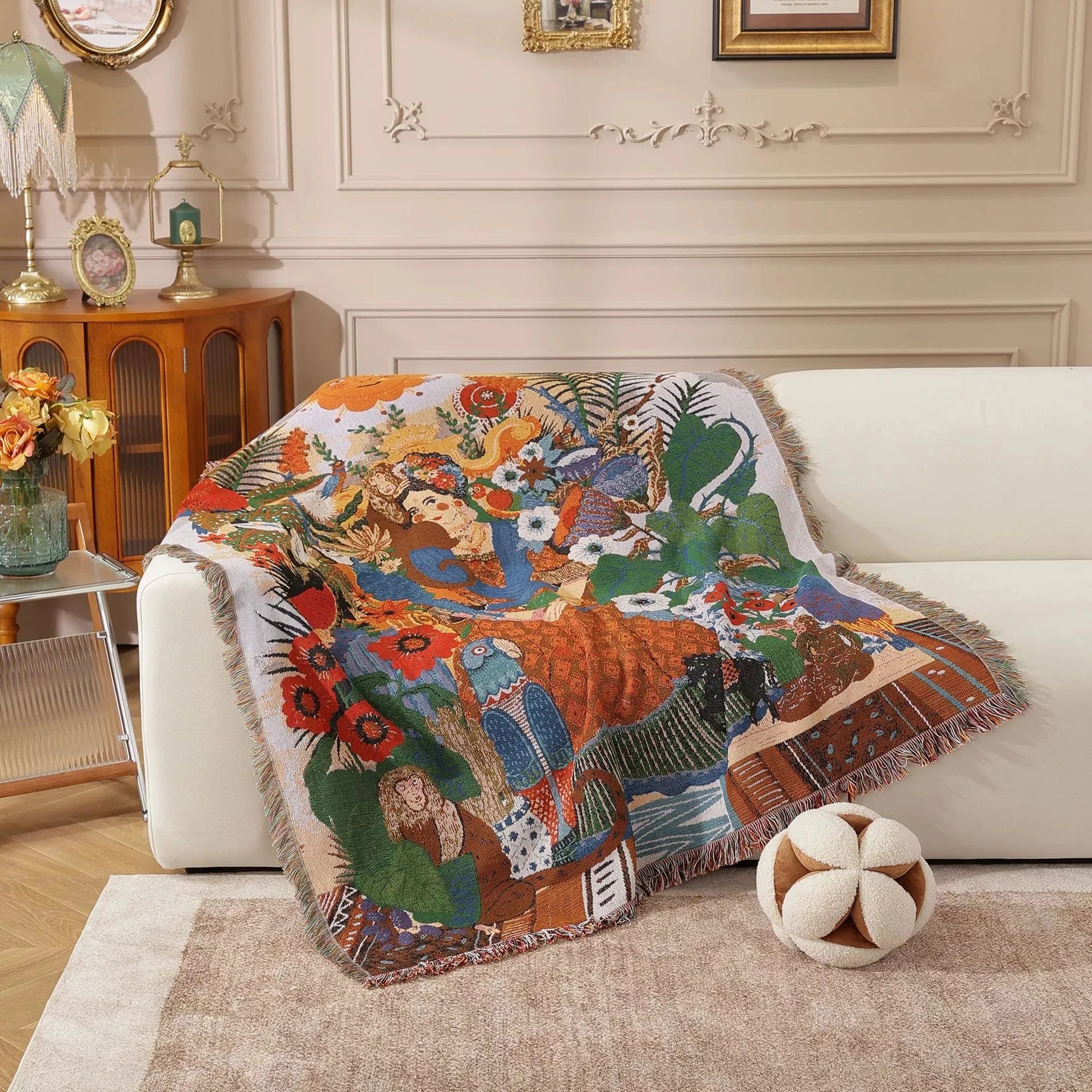 Nordic Style Artist Blankets for Beds Retro Art Bedroom Decoration Tapestry Leisure Ladies Picnic Blanket Outdoor Camping Mat