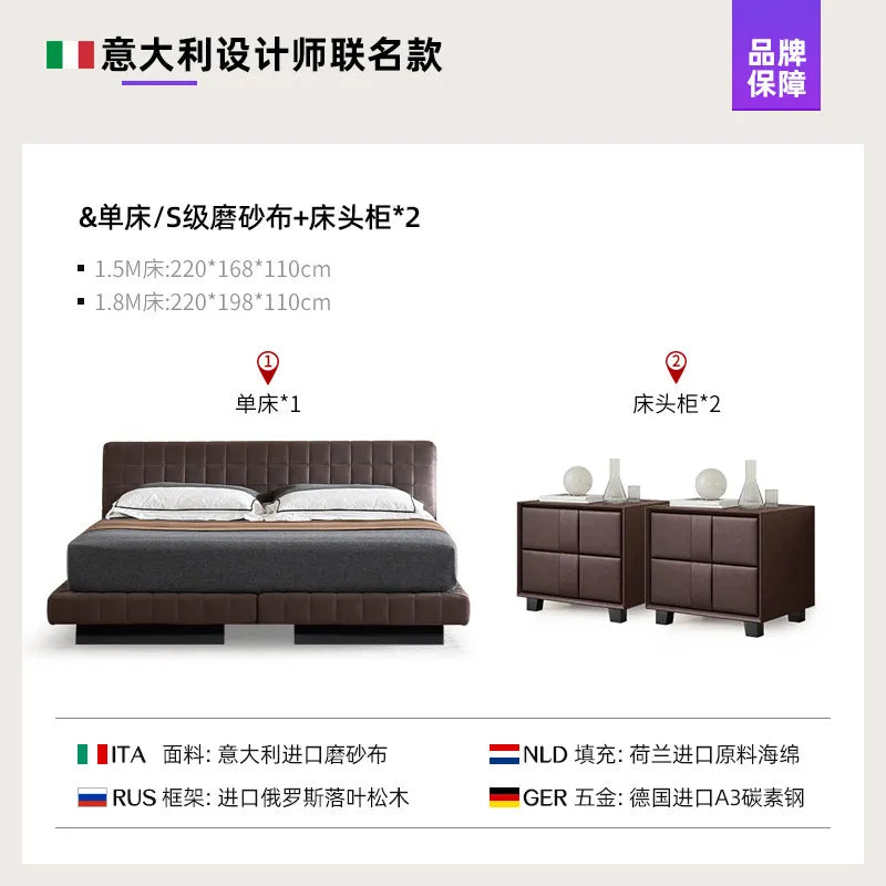 Modern Fashion Bedroom Bed Decor For Couples Double Beds Soft Backrest Headboard Nordic Design Frame King Bed Room Furnitures