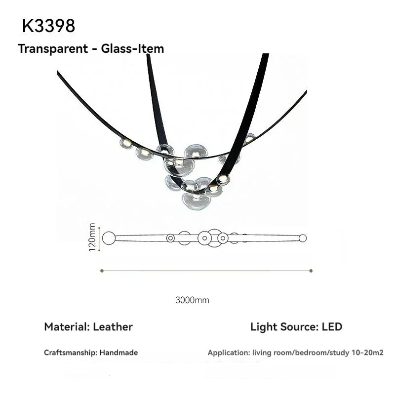 Modern Minimalist Living Room Belt Ceiling Chandelier Creative Villa Restaurant Bar Designer Leather Home Decorative Lights