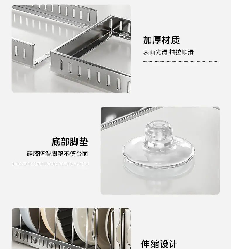 Kitchen Pot Lid Rack Countertop Organizer Cookware Storage