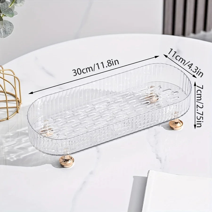 Bathroom Vanity Tray, Acrylic Makeup Perfume Organizer for Dresser, Decorative Organizer Countertop for Skincares, Cosmetics