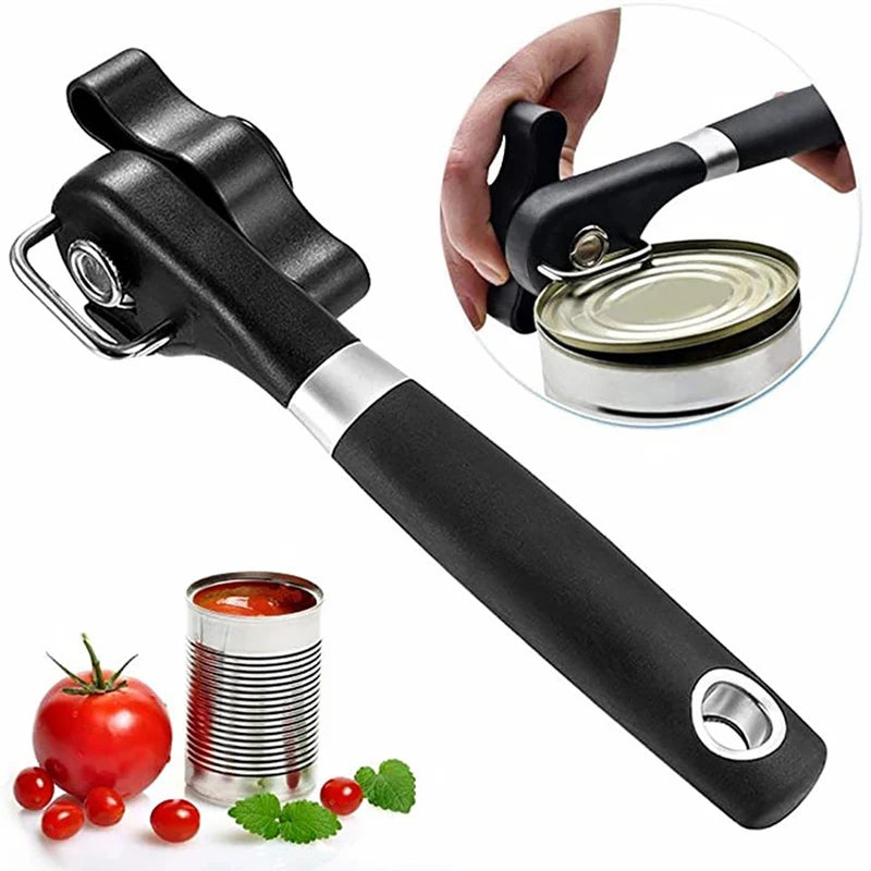Kitchen Manual Can Opener, Side Cutting Can Opener with Non-Slip Plastic Handle, Practical Opening Tool for Daily Use