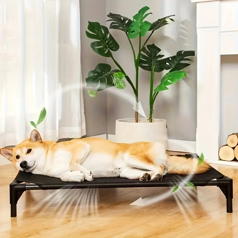 Cooling Elevated Dog Bed - Raised for Dogs, Cat, Outdoor With Guardrail, Breathable Mesh, Portable Camping Cot