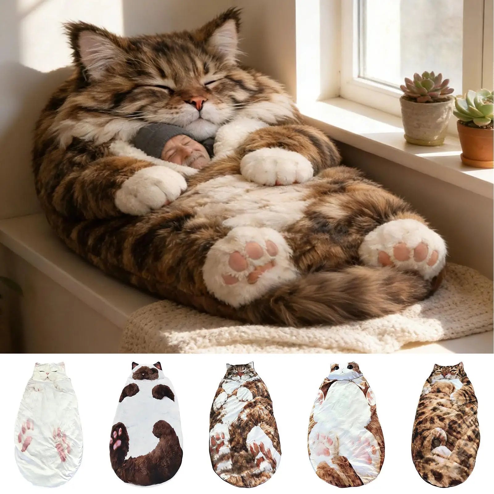 Adult Sleeping Bag Soft Warm Room Decor Cat Envelope Warm Sleeping Bag For Indoor Home Bedroom Living Room Apartment Dorm Hotel