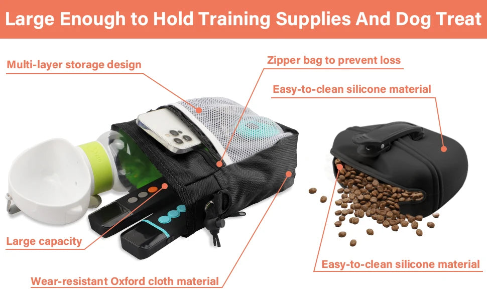 Dog Training Kit: Treat Pouch, Clicker, Silent Whistle, 2-in-1 Tool, Training Guide, Poop Bags