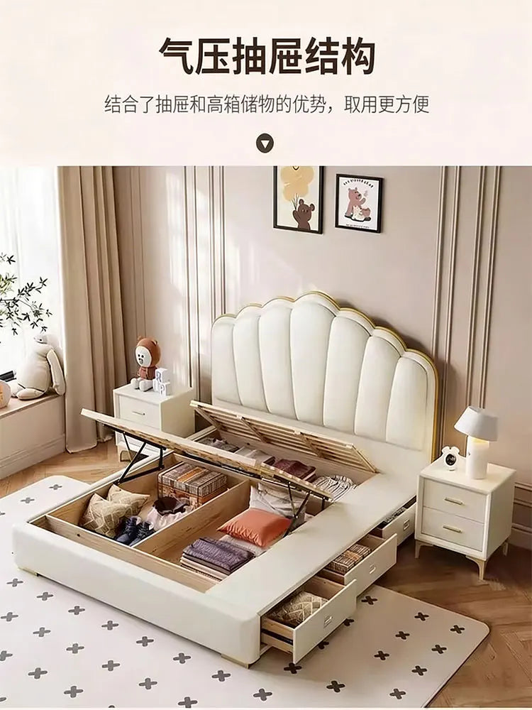 Modern Wooden Bed Bedroom Princess Design Sleeping Floor Mobile Girls Luxury Bed Children Letto Matrimoniale Hotel Furniture