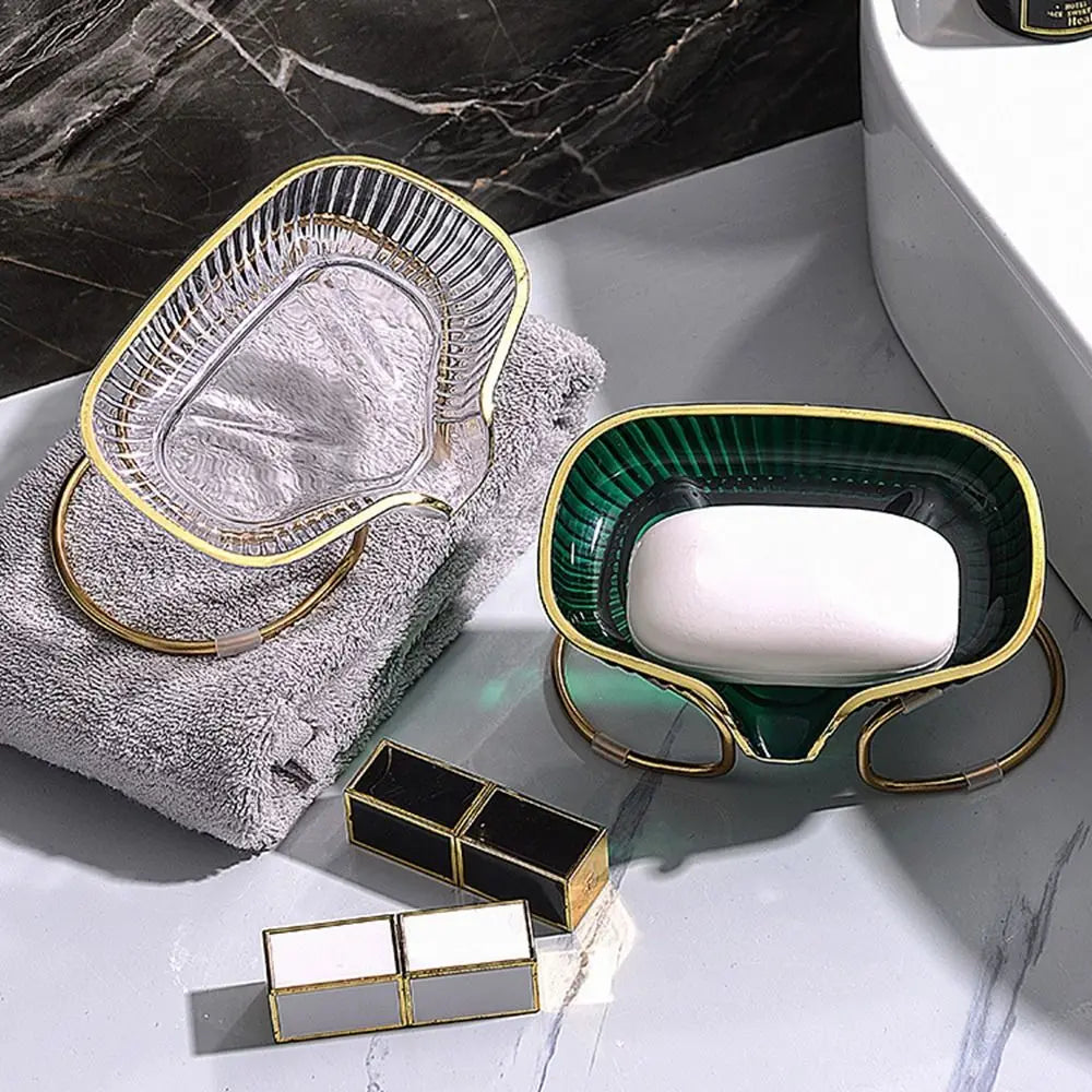 Bathroom Soap Dish Light Luxury Toilet Shower Soap Holder with Drain Water Soap Storage Case Tray Container Bathroom Gadgets