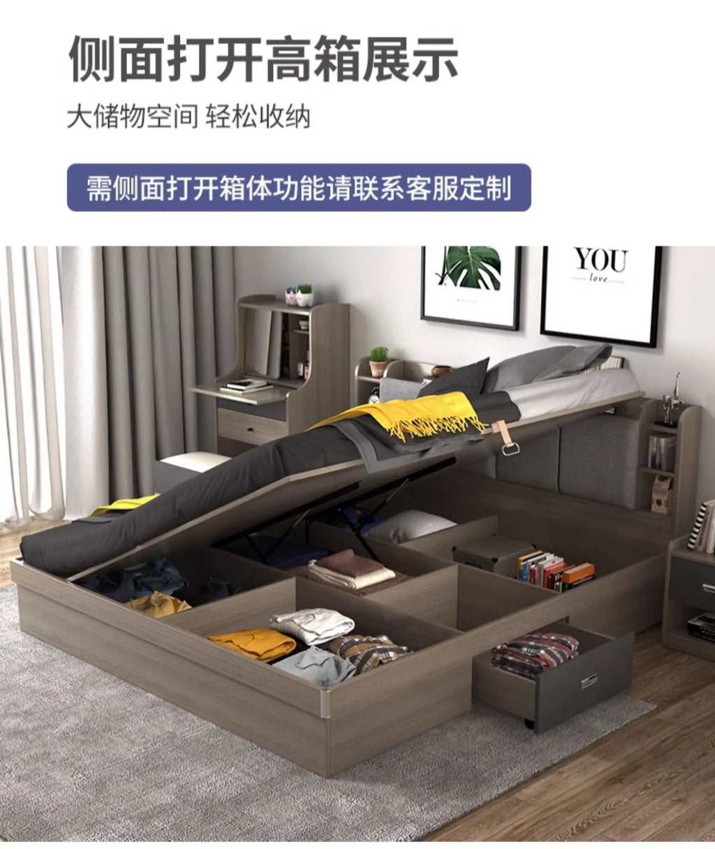 Unique Bedroom Bed Aesthetic Modern Girls Storage Luxury Bed Lounge Sleeping Headboard Letto Matrimoniale Home Accessories