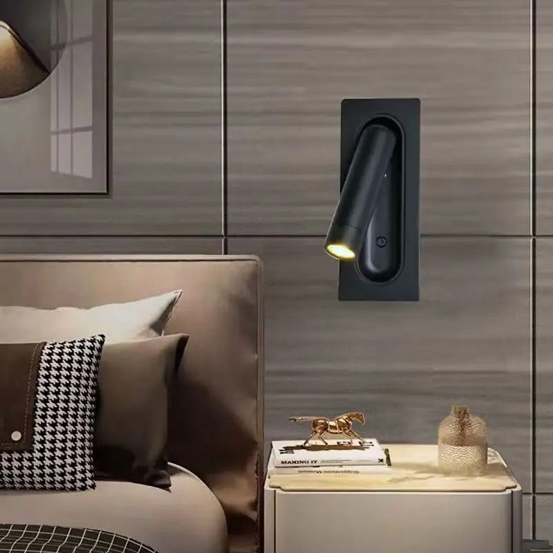 Modern Simple Hotel Room Bedroom Bedside Lamp Living Room Study Reading Lamp Embedded Eye Protection Rotatable Wall Lamp