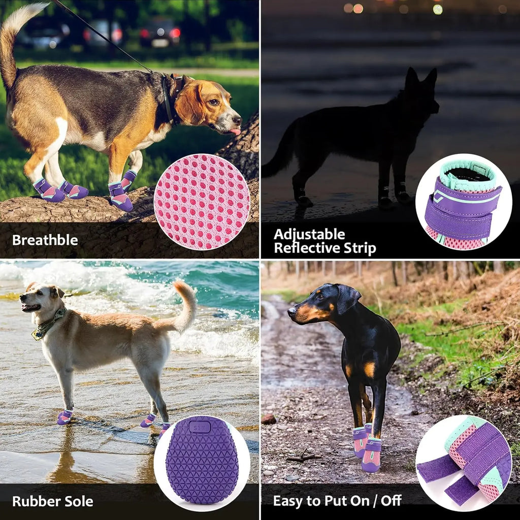 Dog Shoes for Dogs, Waterproof Medium Dog Booties for Winter Snowy Day, Summer Hot Pavement, Outdoor Walking, Indoor Hardfloors