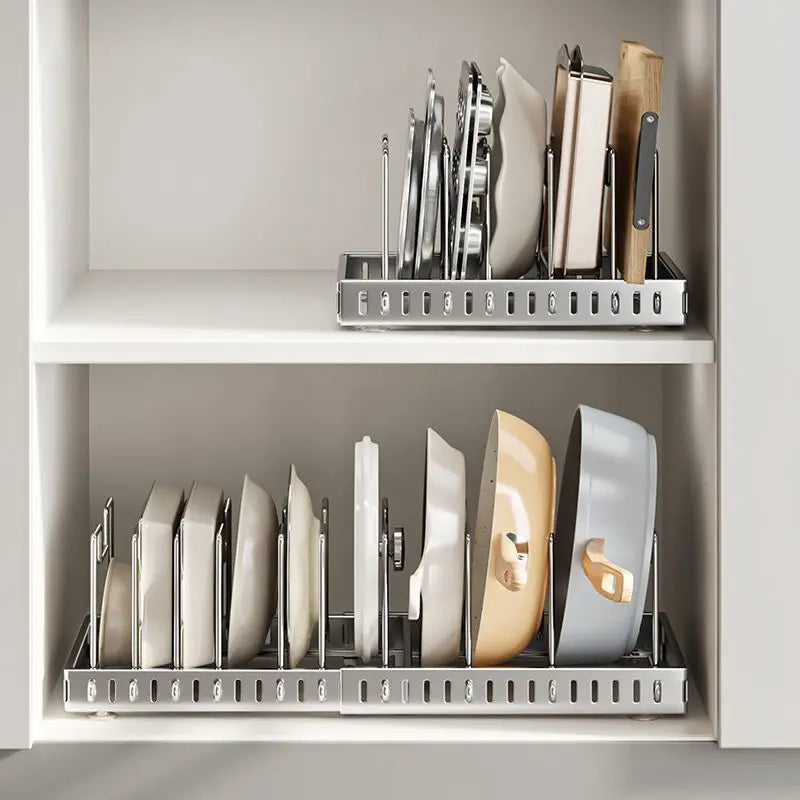 Kitchen Pot Lid Rack Countertop Organizer Cookware Storage