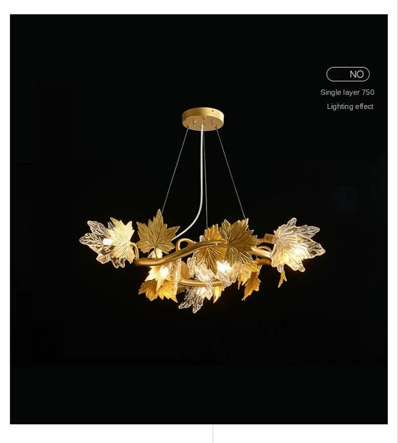 Modern Living Room Maple Leaf Crystal Chandelier Atmosphere High-end Designer Living Room Dining Room Bedroom Light