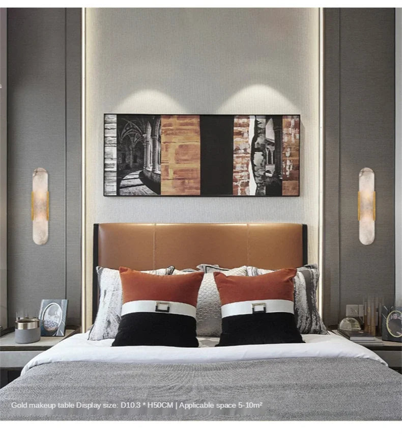 Modern Nordic High-End Marble Bedroom Bedside Lamps Living Room Wall Lighting Elegant Room Decor Marble Interior Wall Led Lights