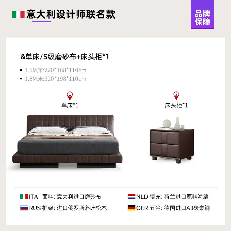 Modern Fashion Bedroom Bed Decor For Couples Double Beds Soft Backrest Headboard Nordic Design Frame King Bed Room Furnitures
