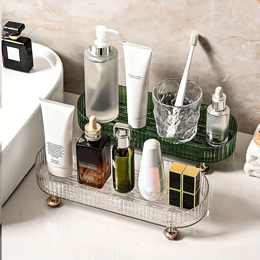 Bathroom Vanity Tray, Acrylic Makeup Perfume Organizer for Dresser, Decorative Organizer Countertop for Skincares, Cosmetics
