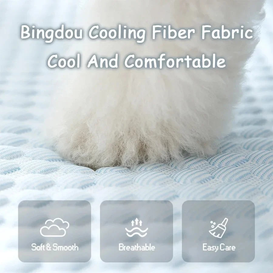 Dog Cooling Bed Mat Big Eyed Monster Cartoon Breathable Soft Ice Silk Sleeping Pad for Cat Moistureproof Cushion Matress Nonslip