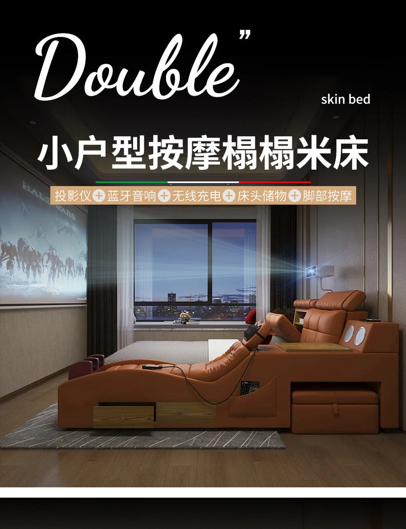 Master Girl Bedroom Double Bed Unique Queen Size Smart Multifunctional Double Bed Salon Modern Cama Matrimonial Room Furniture