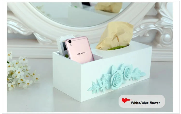 Living Room Multifunctional Wooden Tissue Storage Box,Household Tea Table, Remote Control Rack